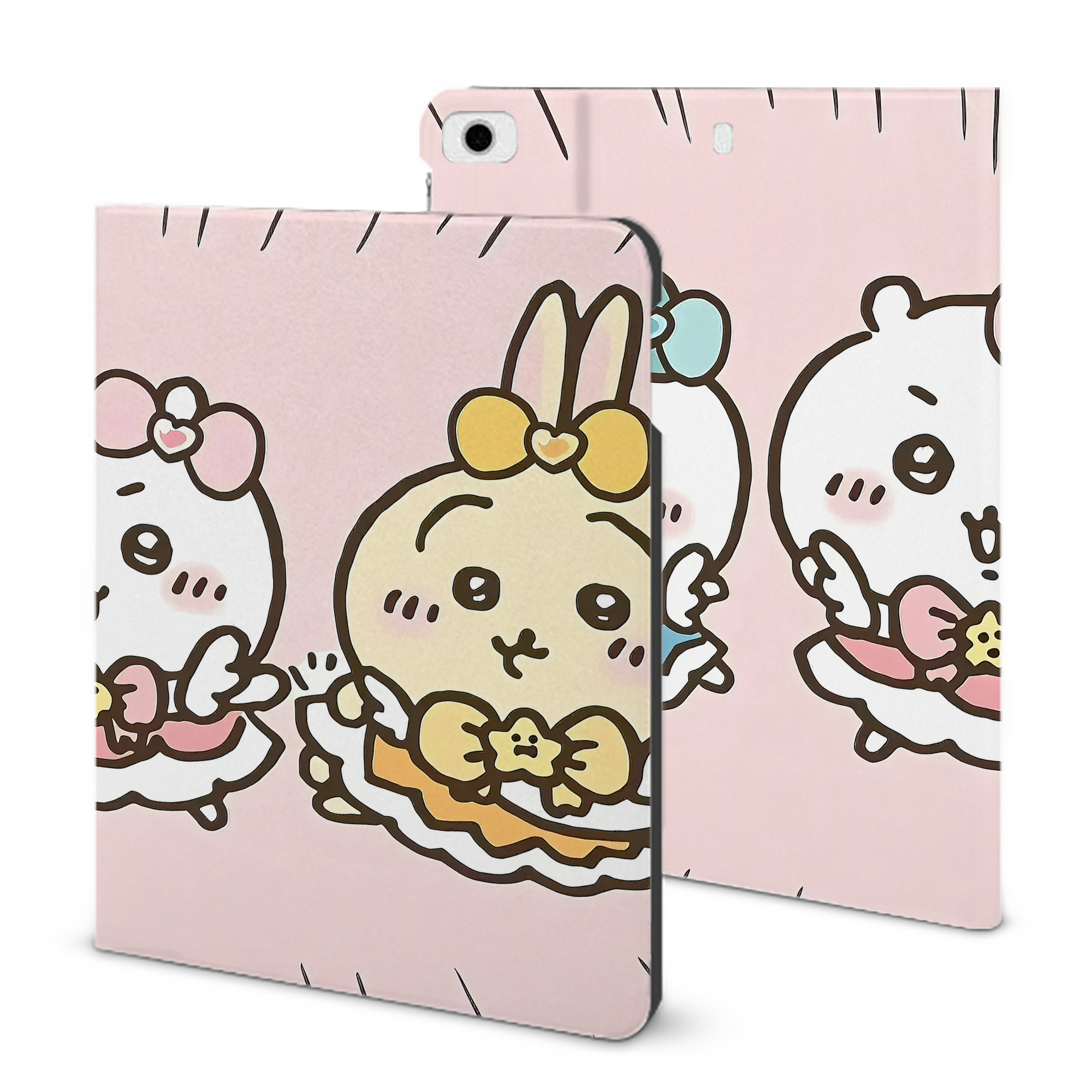 （画像用） ちいかわ Chii-kawa IPad ケース ブック型 PUレザー TPU 耐衝撃 軽量 薄型 ペン収納なし 全面保護 IPad 各モデル対応